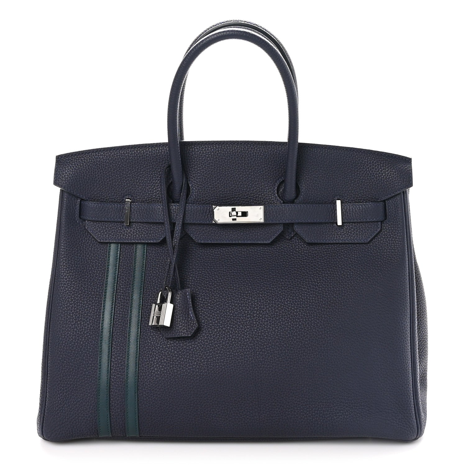 Hermes Togo Swift Officier Birkin 35 Bleu Nuit Vert Cypress 1 of 13