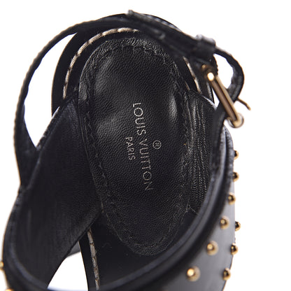 Louis Vuitton Calfskin Monogram Nomad Heeled Sandals 39 Black 10 of 16