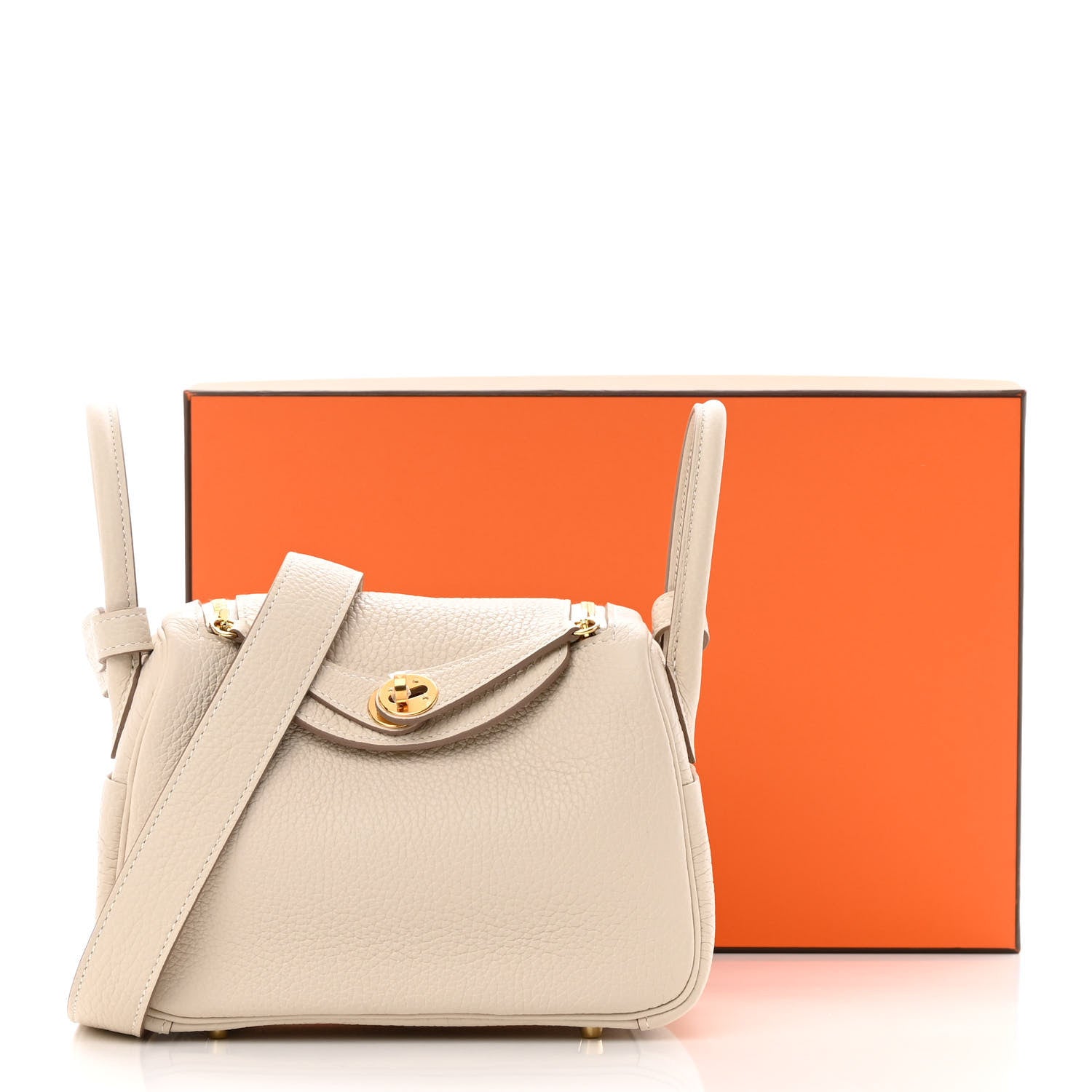 Hermes Taurillon Clemence Mini Lindy 20 Craie 11 of 11