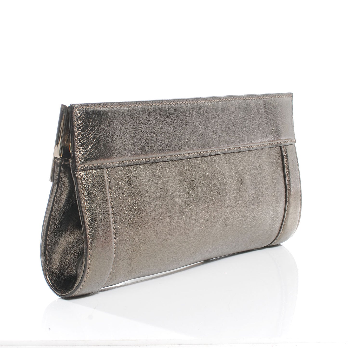 Metallic Calfskin Britt Clutch Pewter