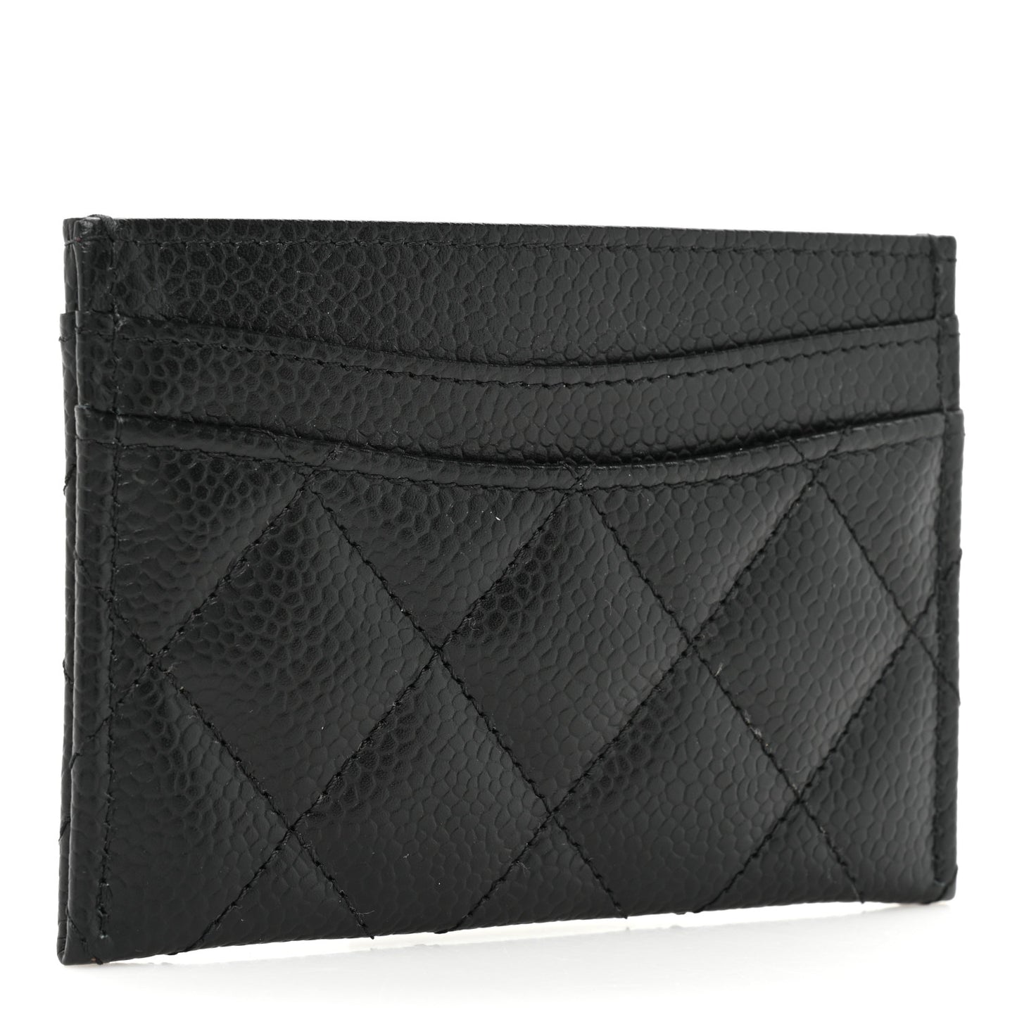 Caviar Quilted Card Holder Black