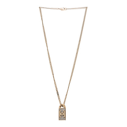 Chanel Crystal Dog Tag Charm Necklace Gold 3 of 7
