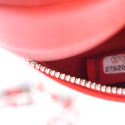 Chanel Lambskin Camellia Quilted Round Clutch With Chain Red 7 of 10