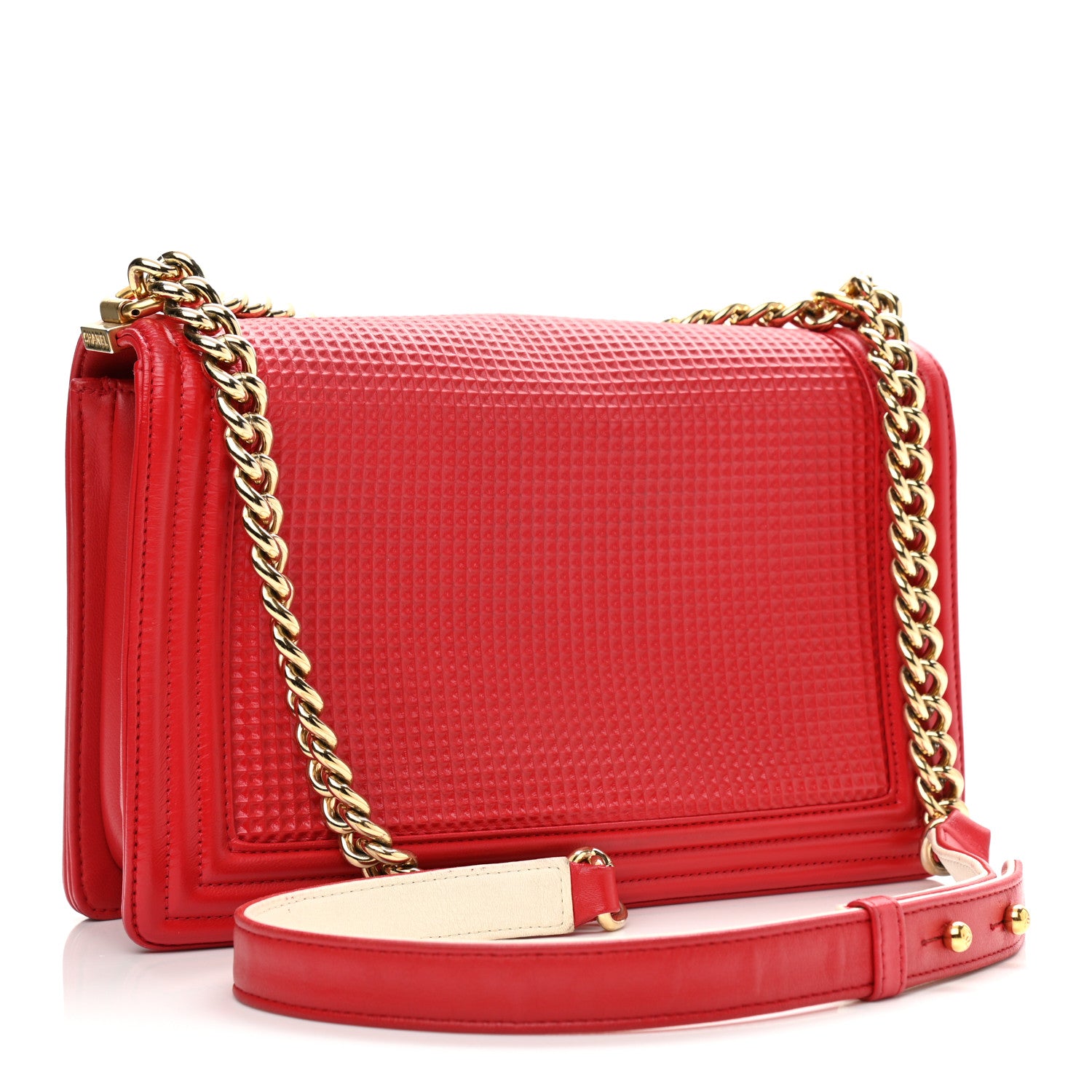 Chanel Lambskin Embossed New Medium Boy Cube Flap Red 2 of 10