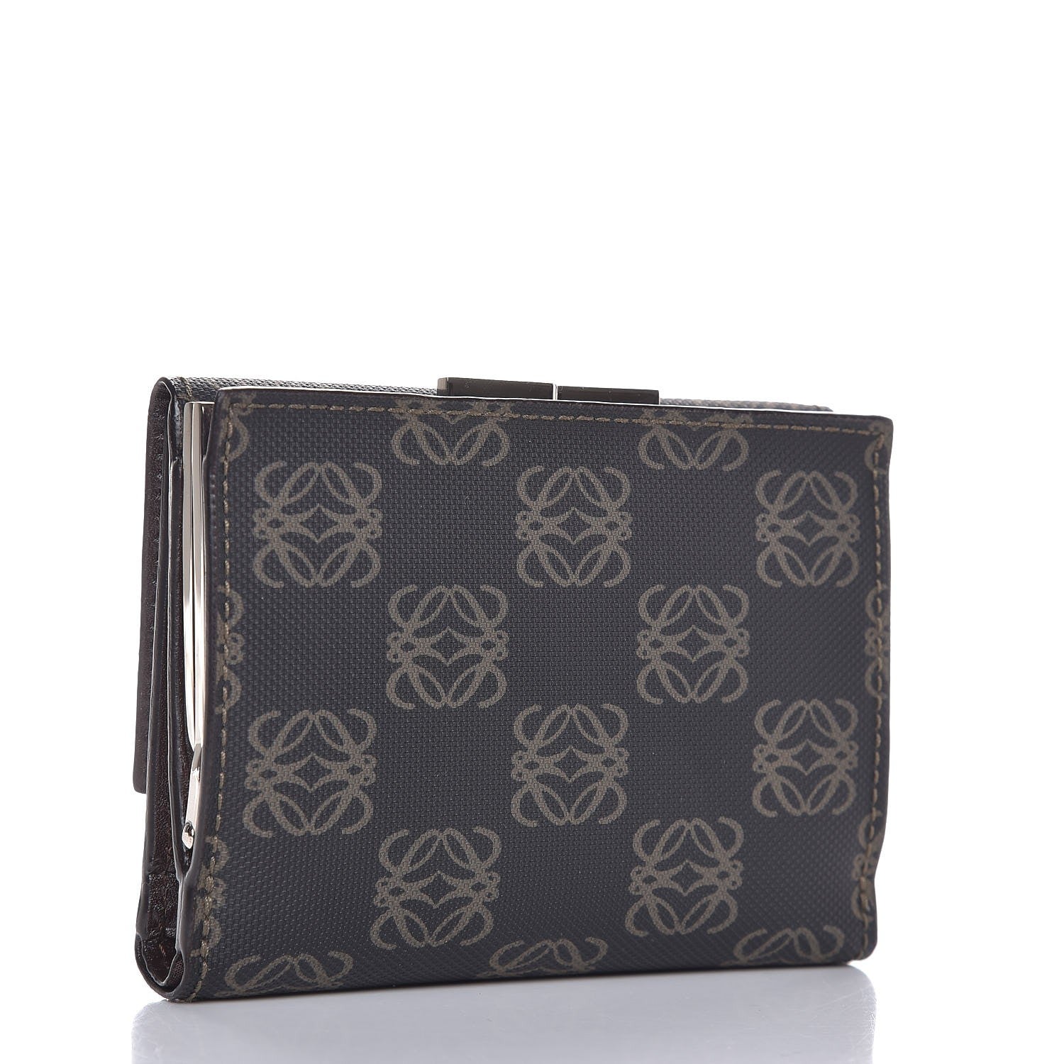 Loewe Coated Canvas Cowhide Anagram Logo Trifold Wallet Dark Brown 3 of 8