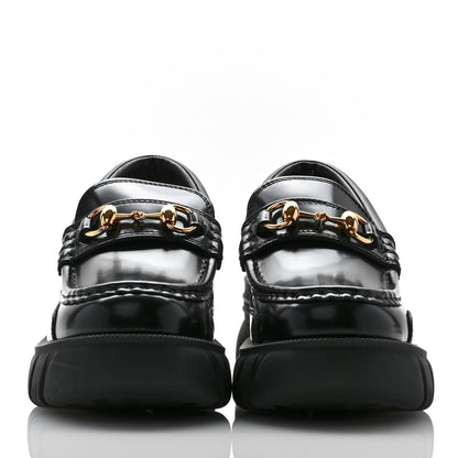 Gucci Magnum Calfskin Nappa Samoa Womens Horsebit Platform Chunky Lug Sole 40mm Loafers 35.5 Black 2 of 9