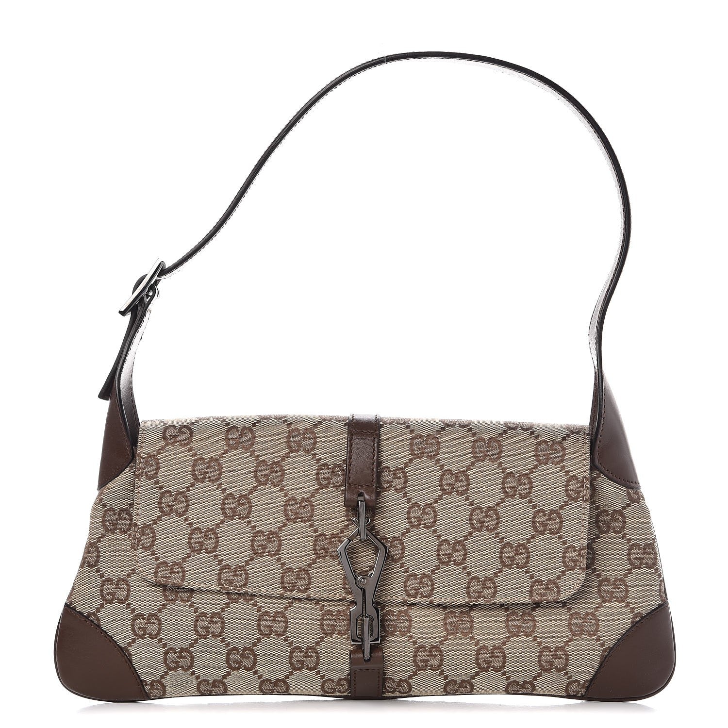 Gucci Monogram Jackie O Flap Bag Brown 1 of 8