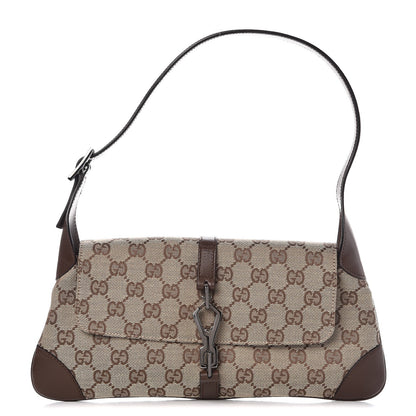 Gucci Monogram Jackie O Flap Bag Brown 1 of 8