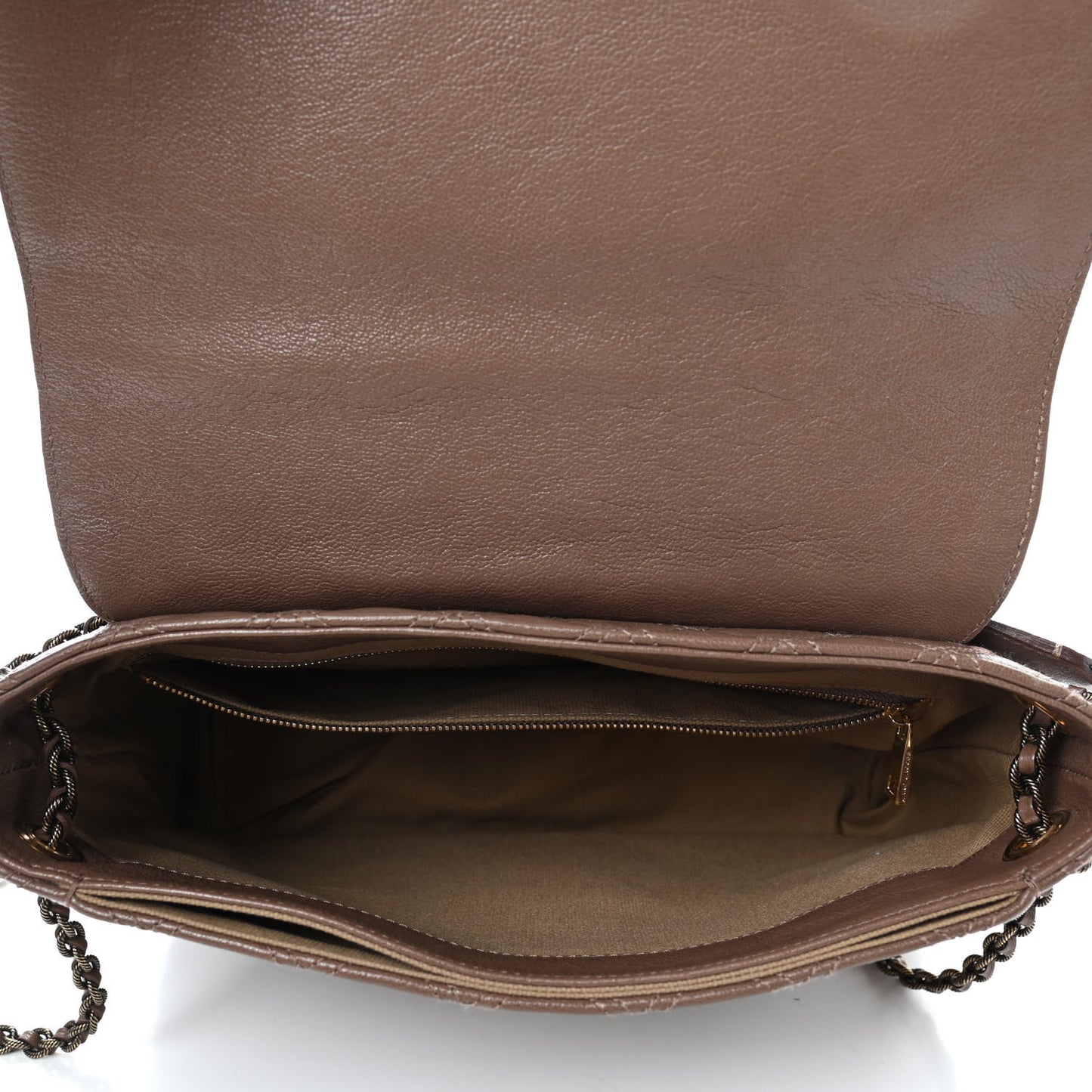 Lacquered Lambskin Baroque The XL Single Flap Truffle