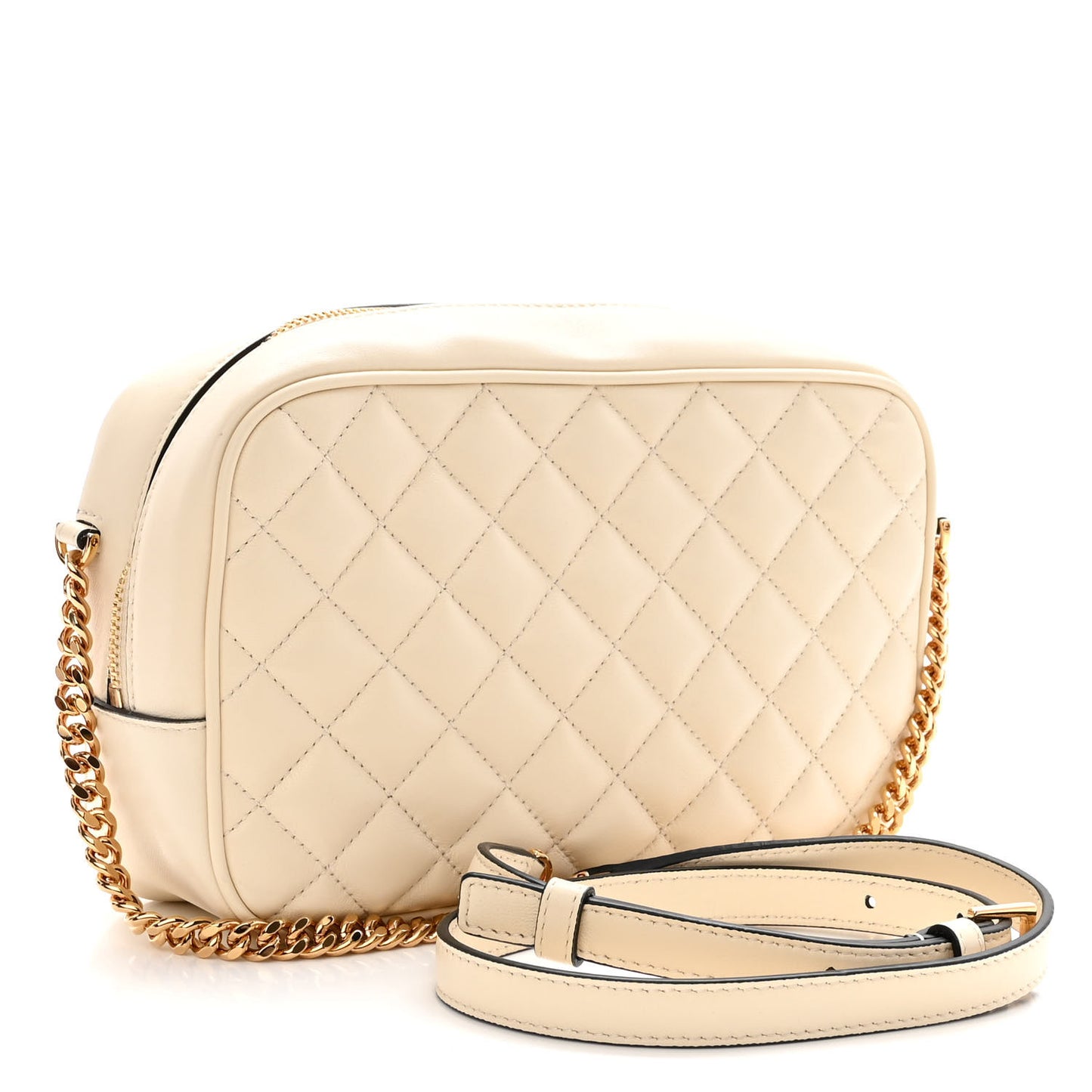 Nappa Quilted Medusa Camera Bag Beige