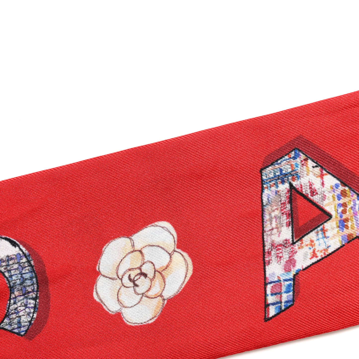 Silk Slim Bandeau Scarf Red