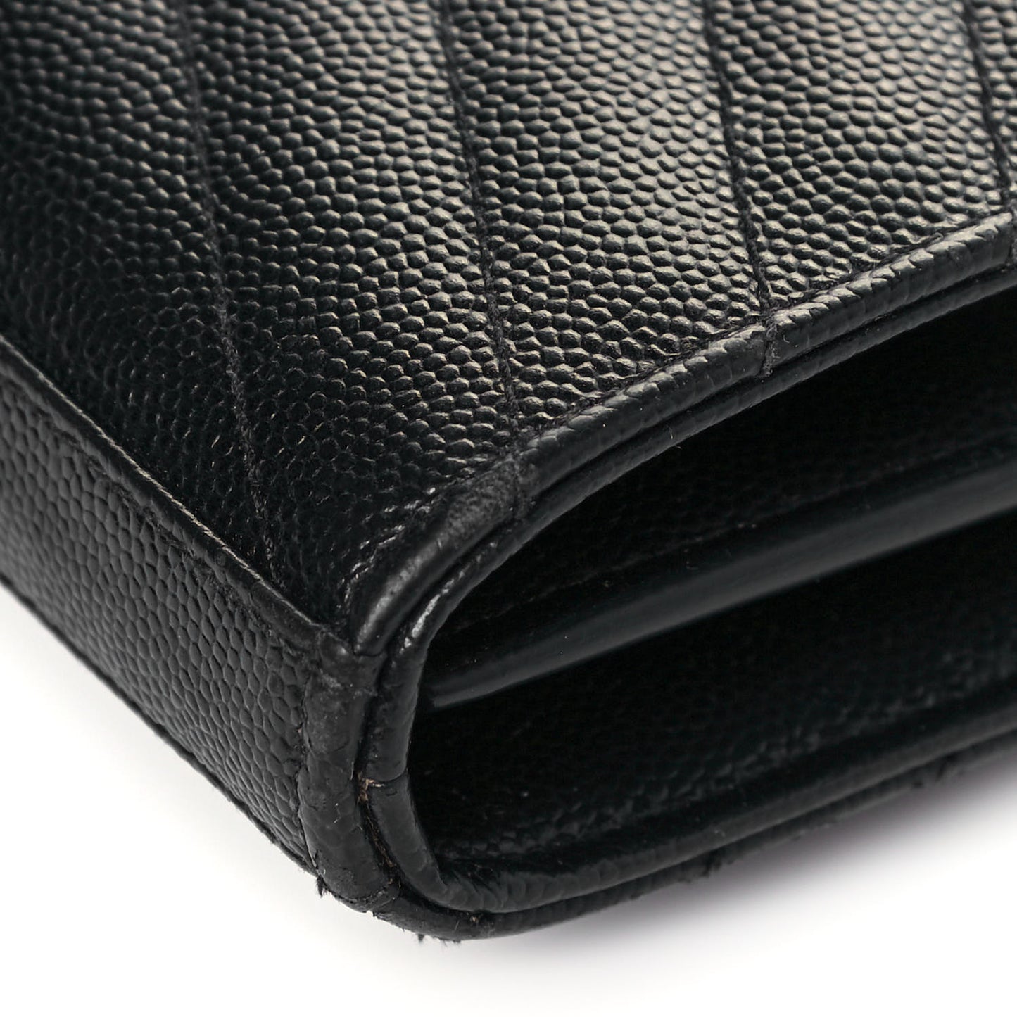 Grain De Poudre Matelasse Chevron Monogram Chain Wallet Black