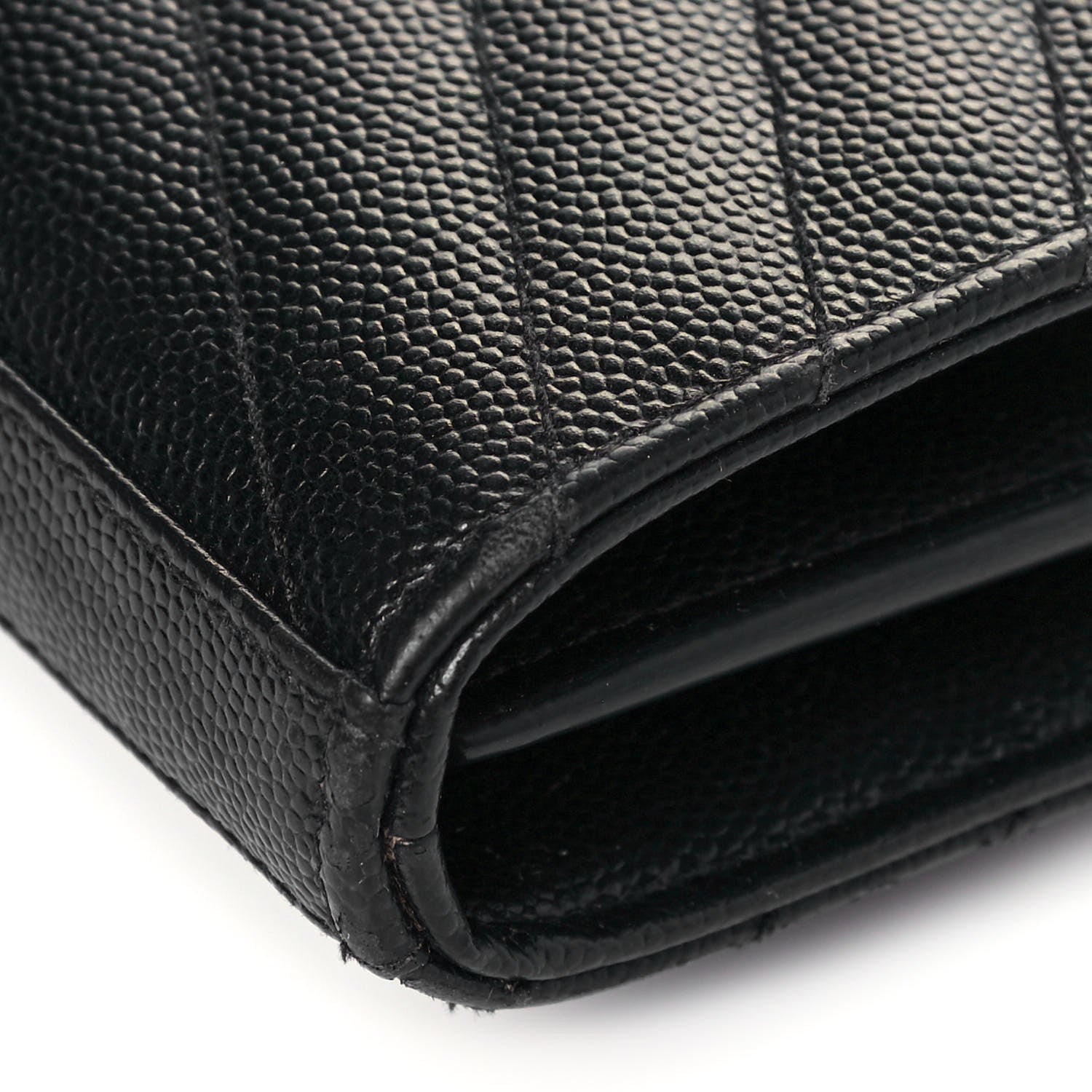 Saint Laurent Grain De Poudre Matelasse Chevron Monogram Chain Wallet Black 11 of 14