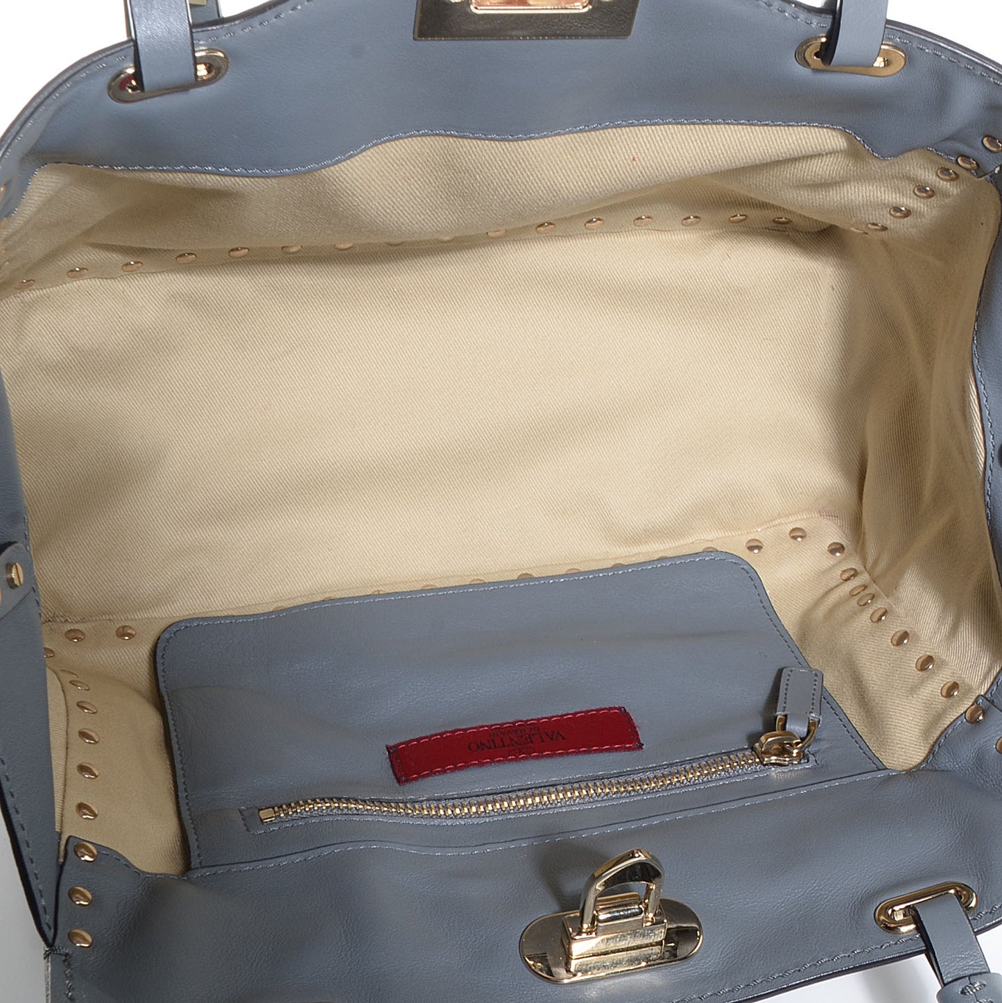 Vitello Small Rockstud Tote Grey