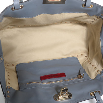 Valentino Garavani Vitello Small Rockstud Tote Grey 4 of 8