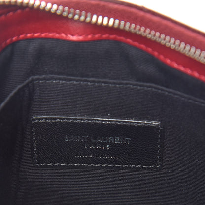 Saint Laurent Calfskin Matelasse Chevron Monogram Pouch Palissandre 6 of 7