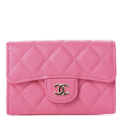 Chanel Caviar Quilted Flap Card Holder Wallet Pink 1 of 10