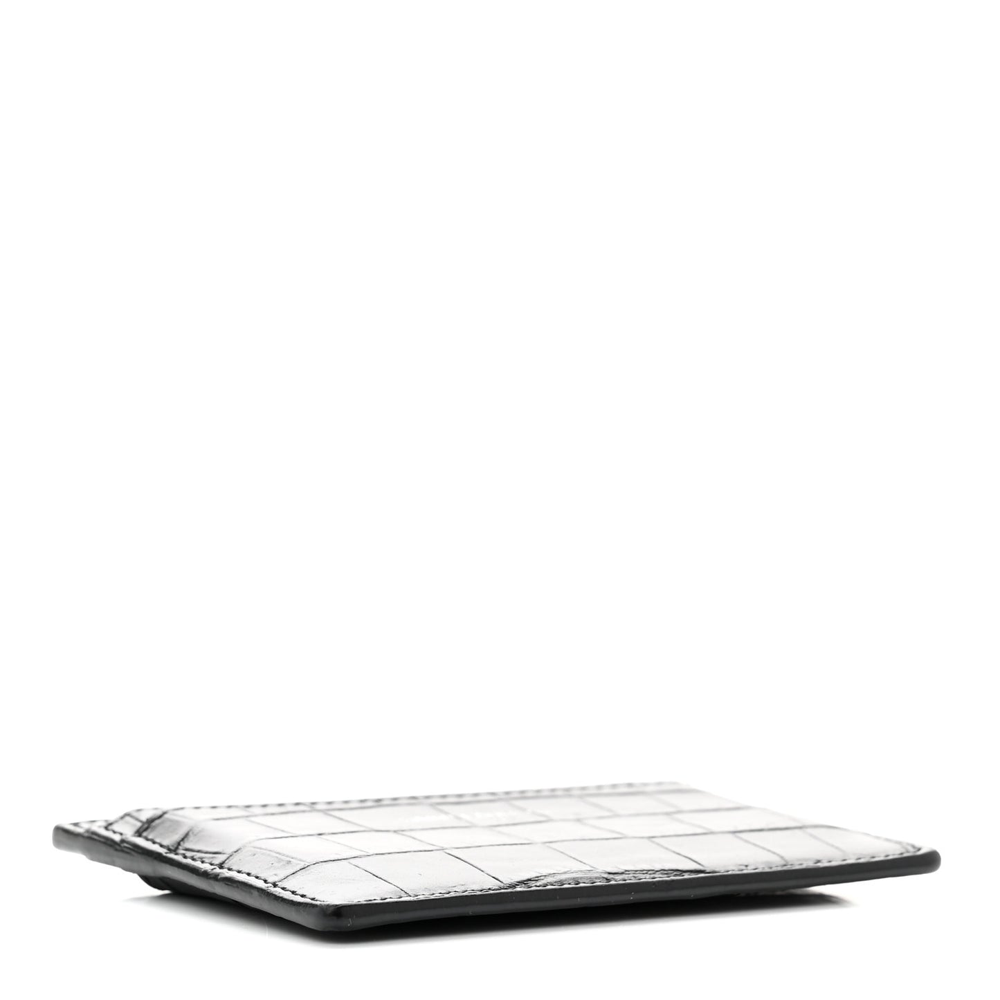 Calfskin Crocodile Embossed Card Case Black