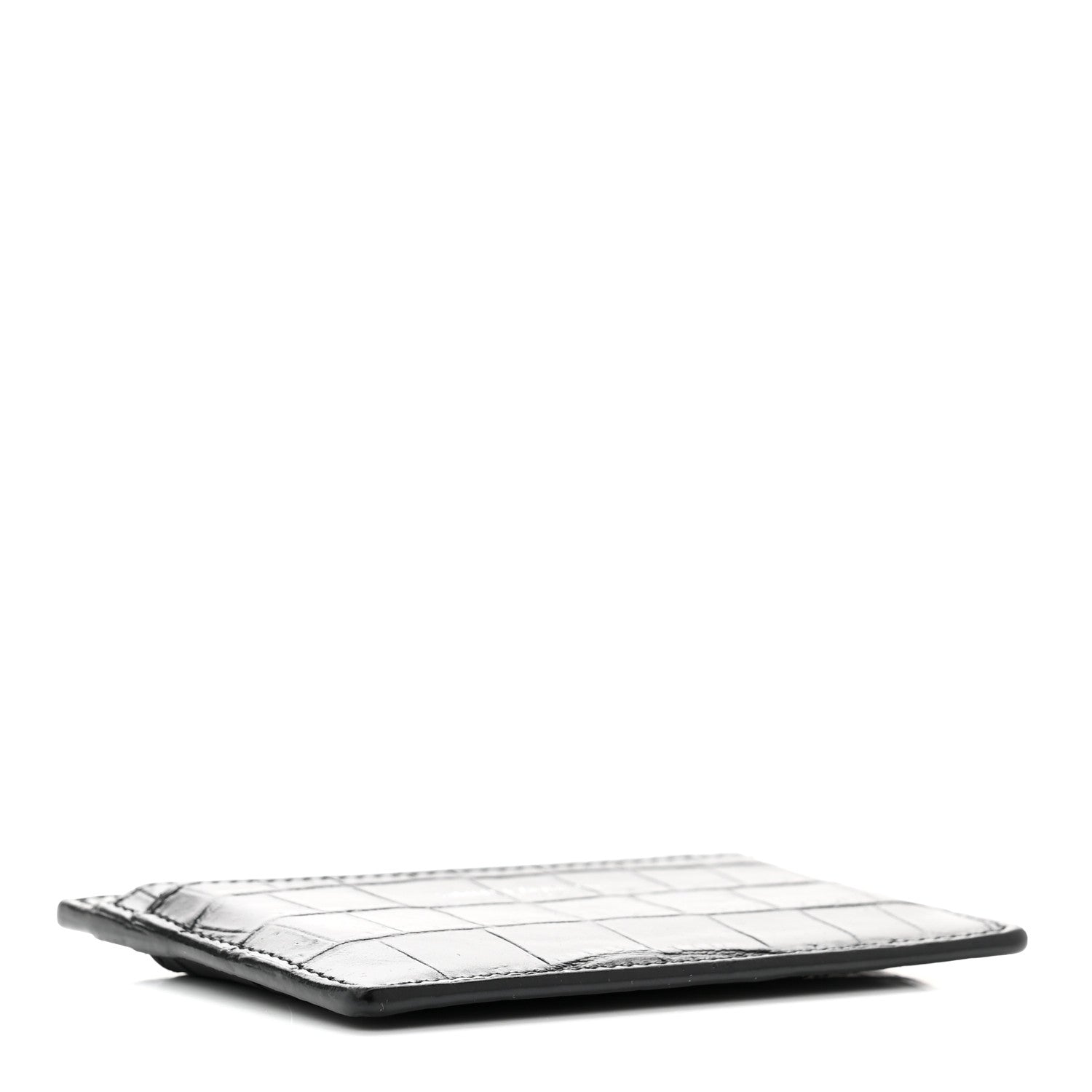 Saint Laurent Calfskin Crocodile Embossed Card Case Black 4 of 7
