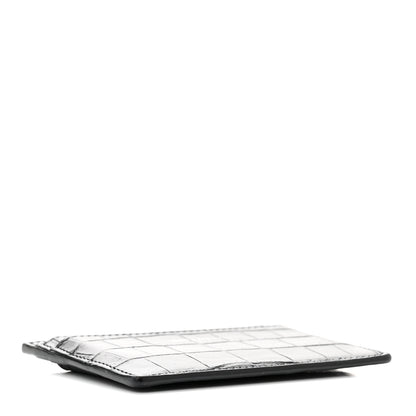 Saint Laurent Calfskin Crocodile Embossed Card Case Black 4 of 7
