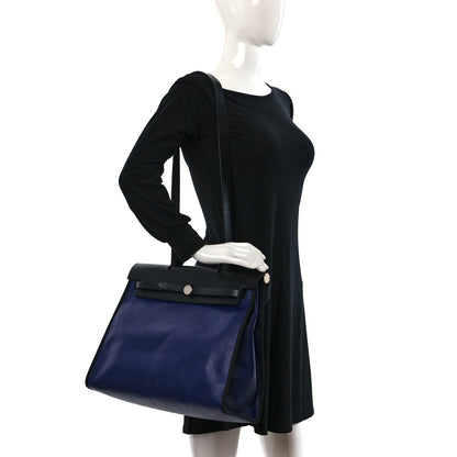 Hermes Toile H Berline Vache Hunter Herbag Zip 39 MM Bleu Saphir Black 2 of 11