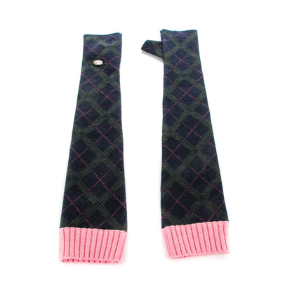 Chanel Cashmere Alpaca Long Fingerless CC Gloves S Navy 1 of 8