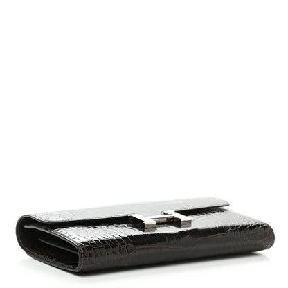 Hermes Shiny Alligator Constance Long Wallet Macassar 4 of 9