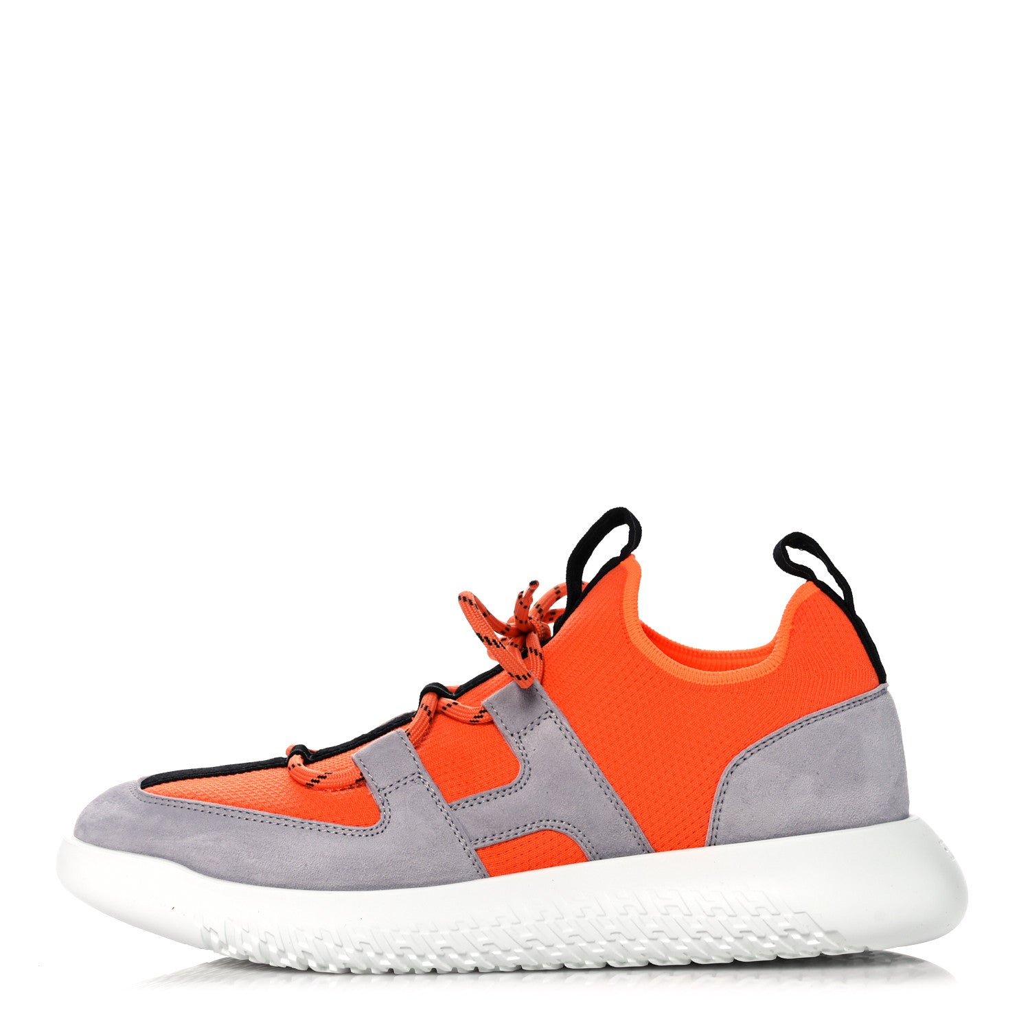 Hermes Technical Canvas Suede Goatskin Womens Duel Sneakers 37.5 Orange Multicolor 1 of 8