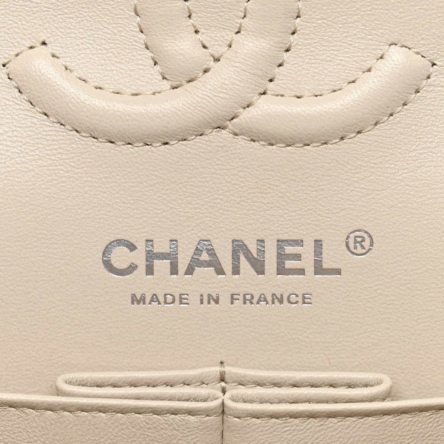 Calfskin Chevron Quilted Small Double Flap Ivory