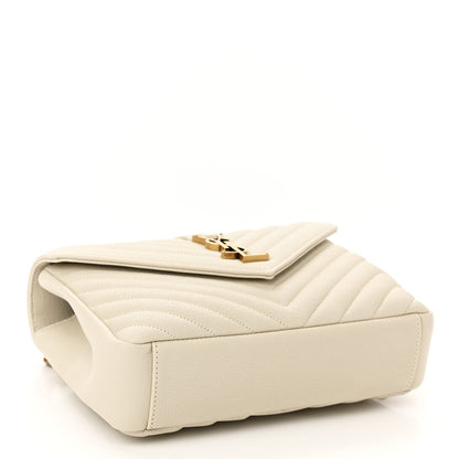 Saint Laurent Sheepskin Matelasse Chevron Monogram Medium College Bag Crema Soft 4 of 11
