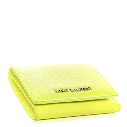 Saint Laurent Grain De Poudre Letters Compact Wallet Fluo Yellow 4 of 14