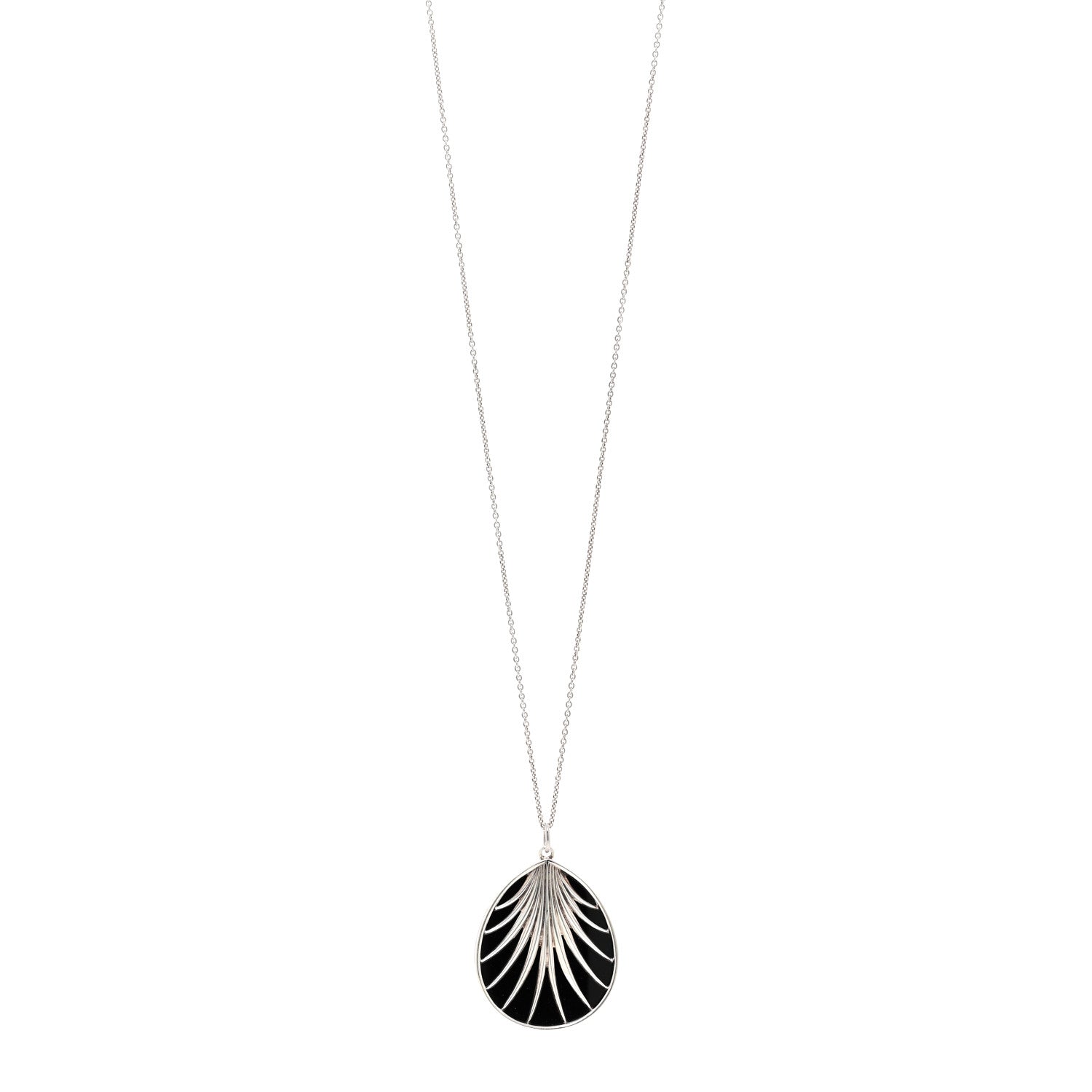 Tiffany Sterling Silver Black Onyx Paloma Picasso Villa Palm Pendant Necklace 1 of 5