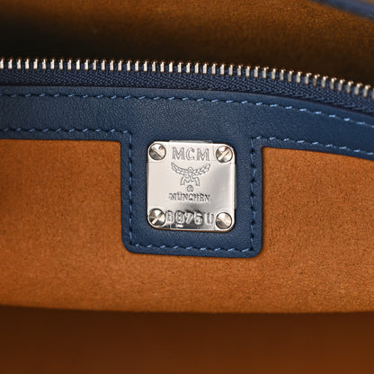 MCM Jacquard Monogram Munchen Extra Large Tote Blue 7 of 12