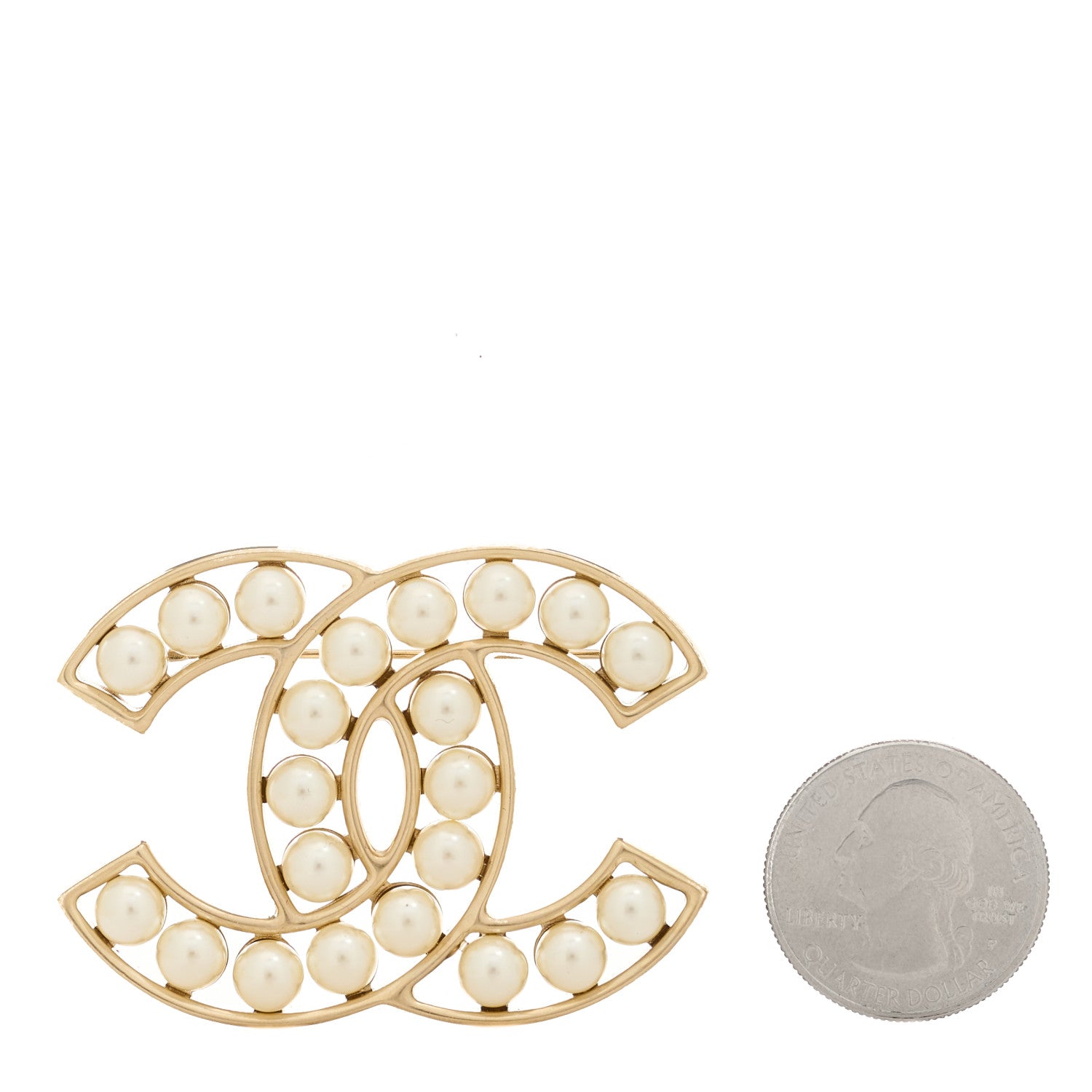 Chanel Pearl CC Brooch Light Gold 2 of 4