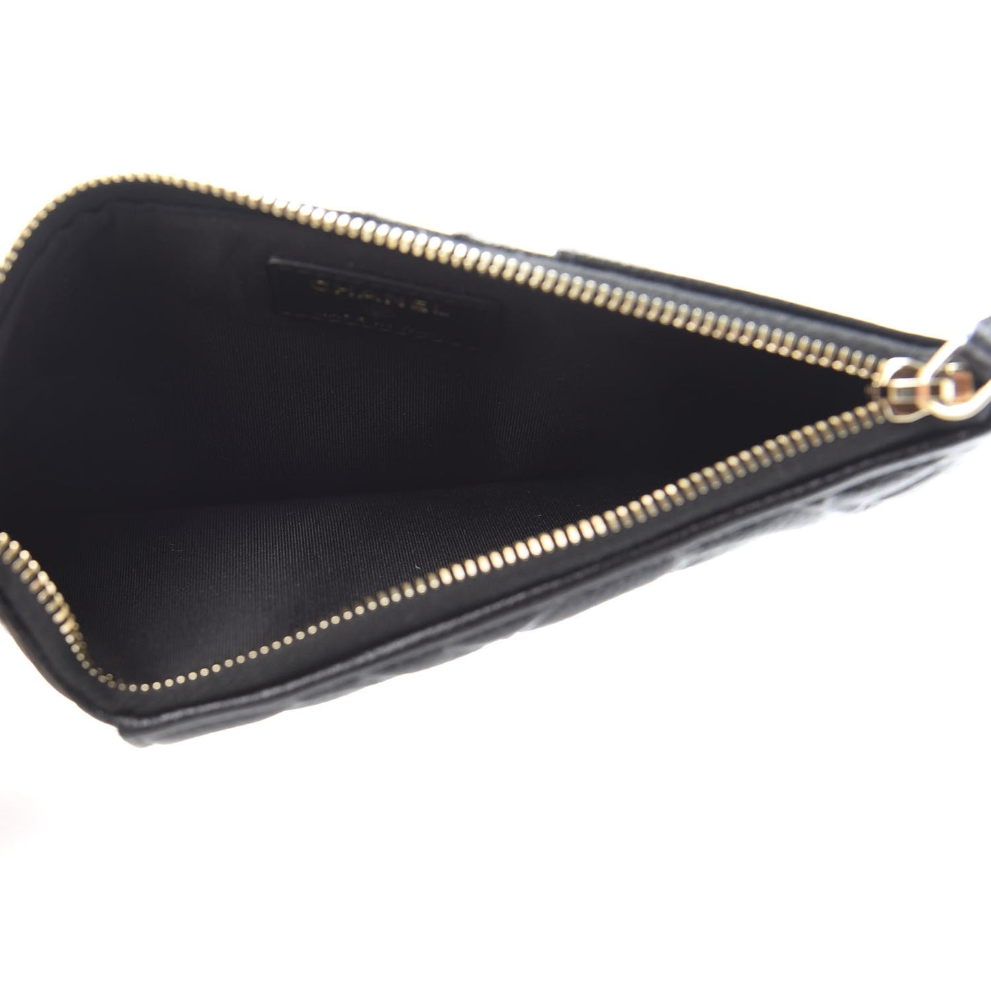 Caviar Camellia Embossed Classic Flat Wallet Pouch Black