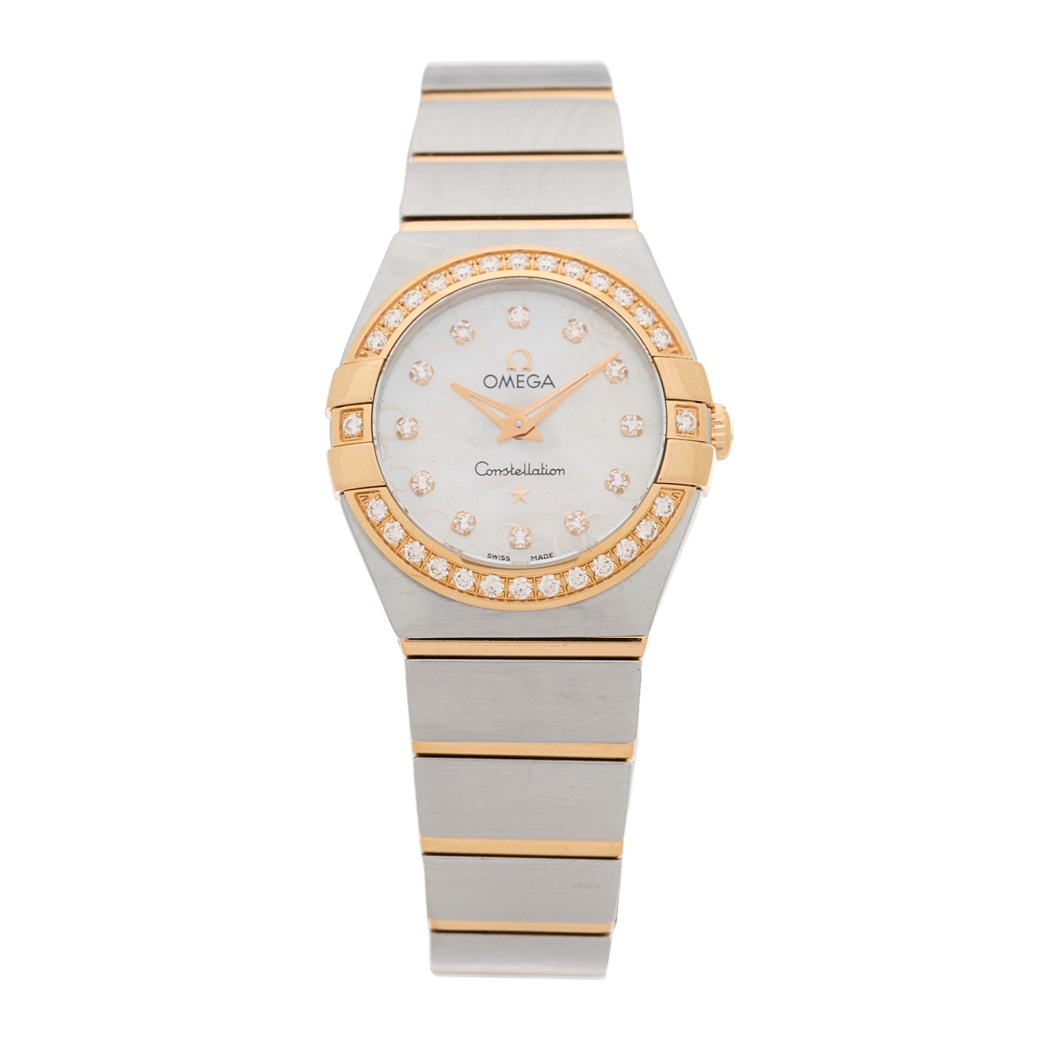 Omega Stainless Steel 18K Red Gold Diamond Bezel Mother of Pearl 24mm Constellation Quartz Watch 123.25.24.60.55.009 1 of 4