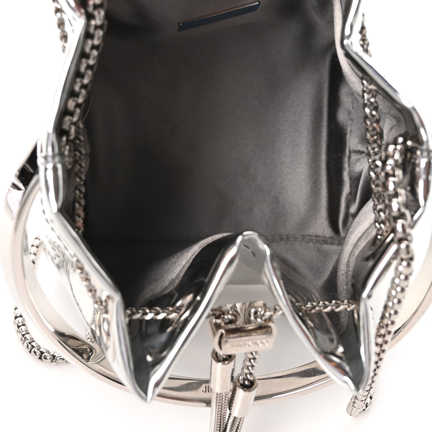 Metallic Patent Bon Bon Bag Silver
