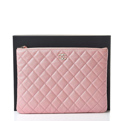 Chanel Iridescent Caviar Quilted Medium Cosmetic Case Rose Pink 9 of 9