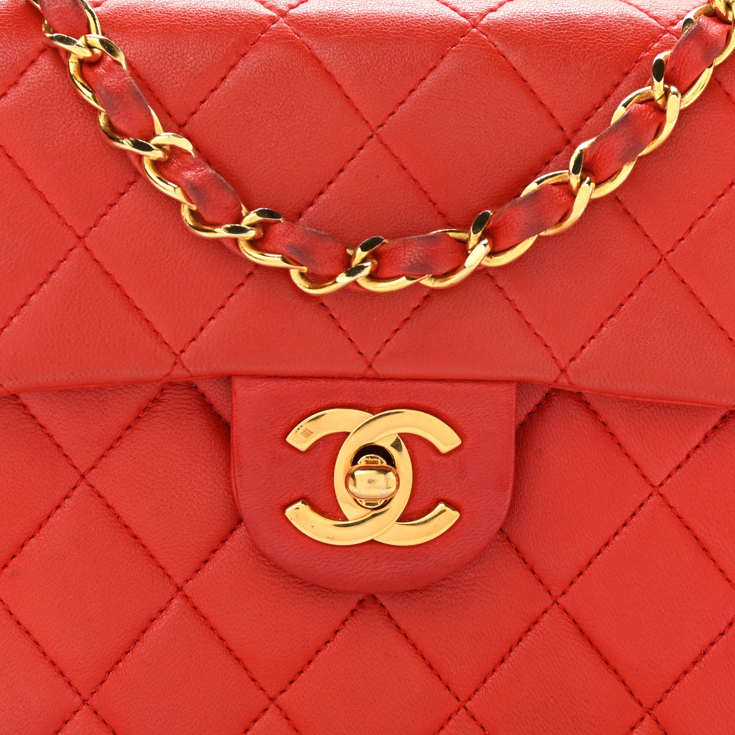Chanel Lambskin Quilted Mini Square Flap Red 7 of 12