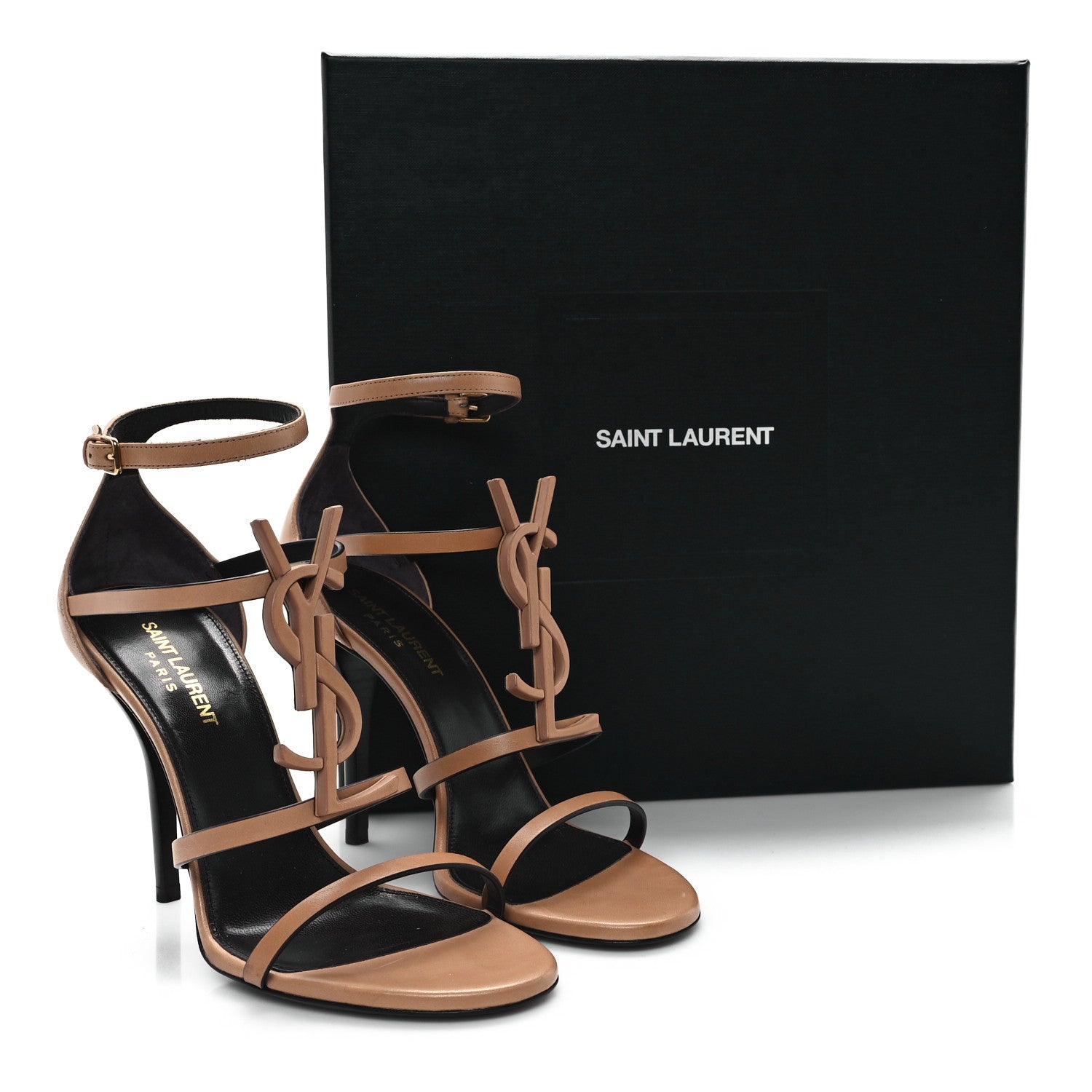 Saint Laurent Calfskin Cassandra 100 Sandals 38 Gold Brown 10 of 10