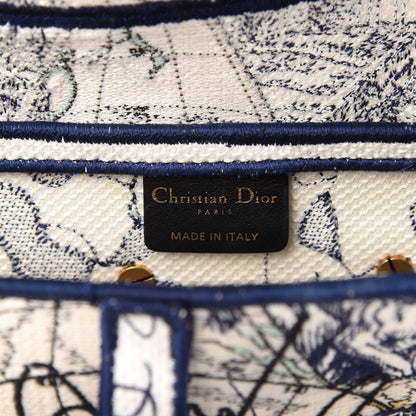 Christian Dior Canvas Embroidered Around the World Saddle Bag Blue 8 of 11