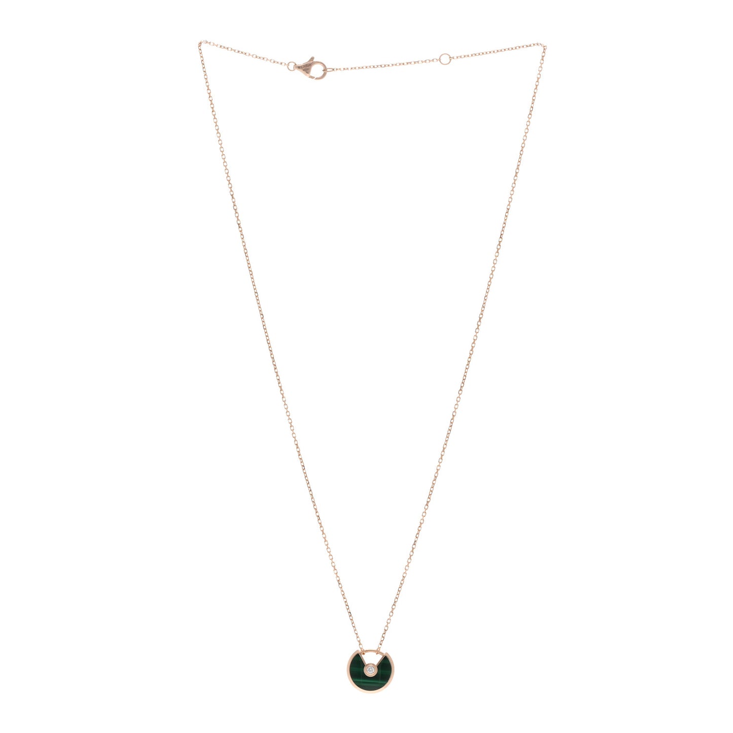 18K Pink Gold Diamond Malachite XS Amulette de Cartier Pendant Necklace