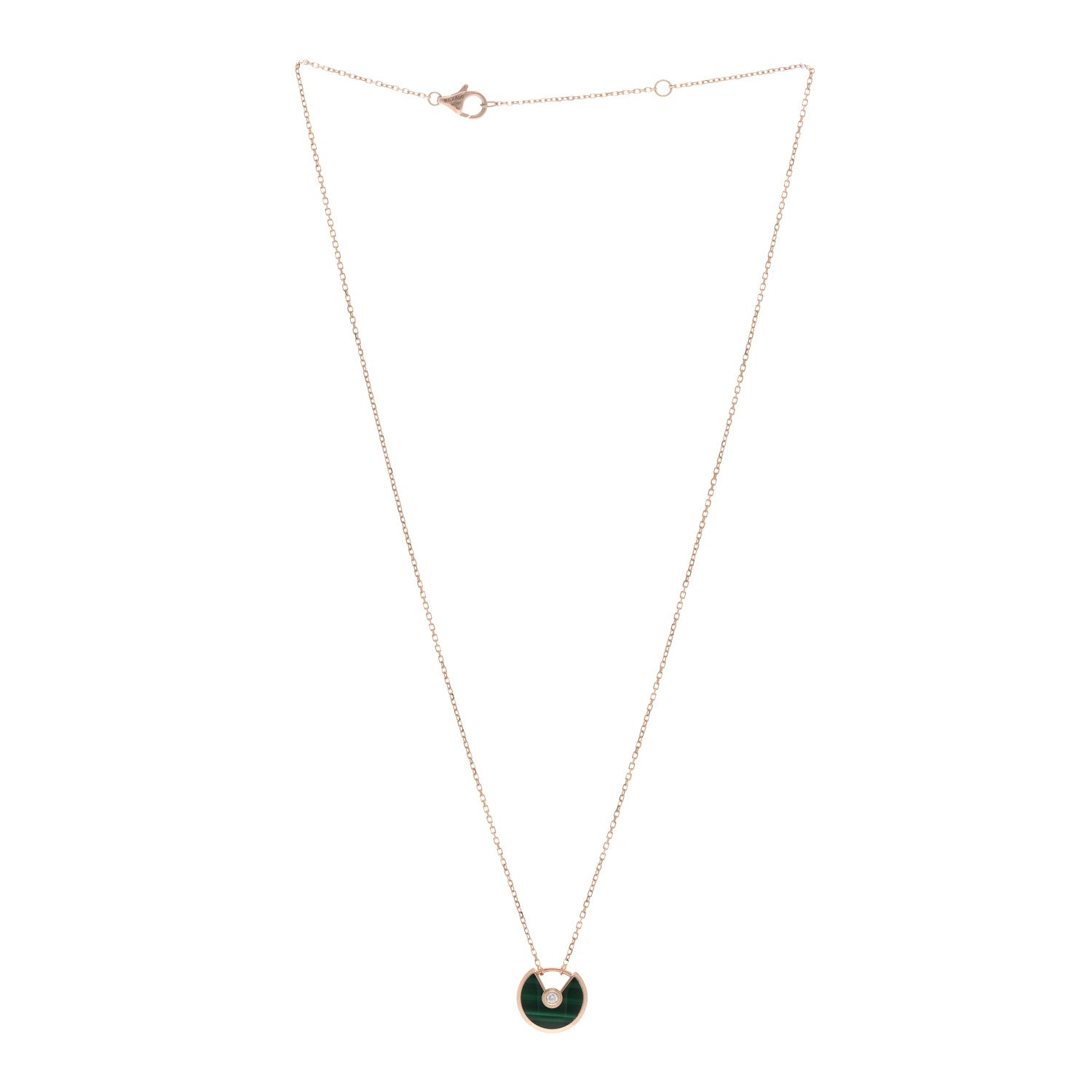 Cartier 18K Pink Gold Diamond Malachite XS Amulette de Cartier Pendant Necklace 3 of 5