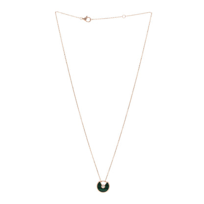 Cartier 18K Pink Gold Diamond Malachite XS Amulette de Cartier Pendant Necklace 3 of 5
