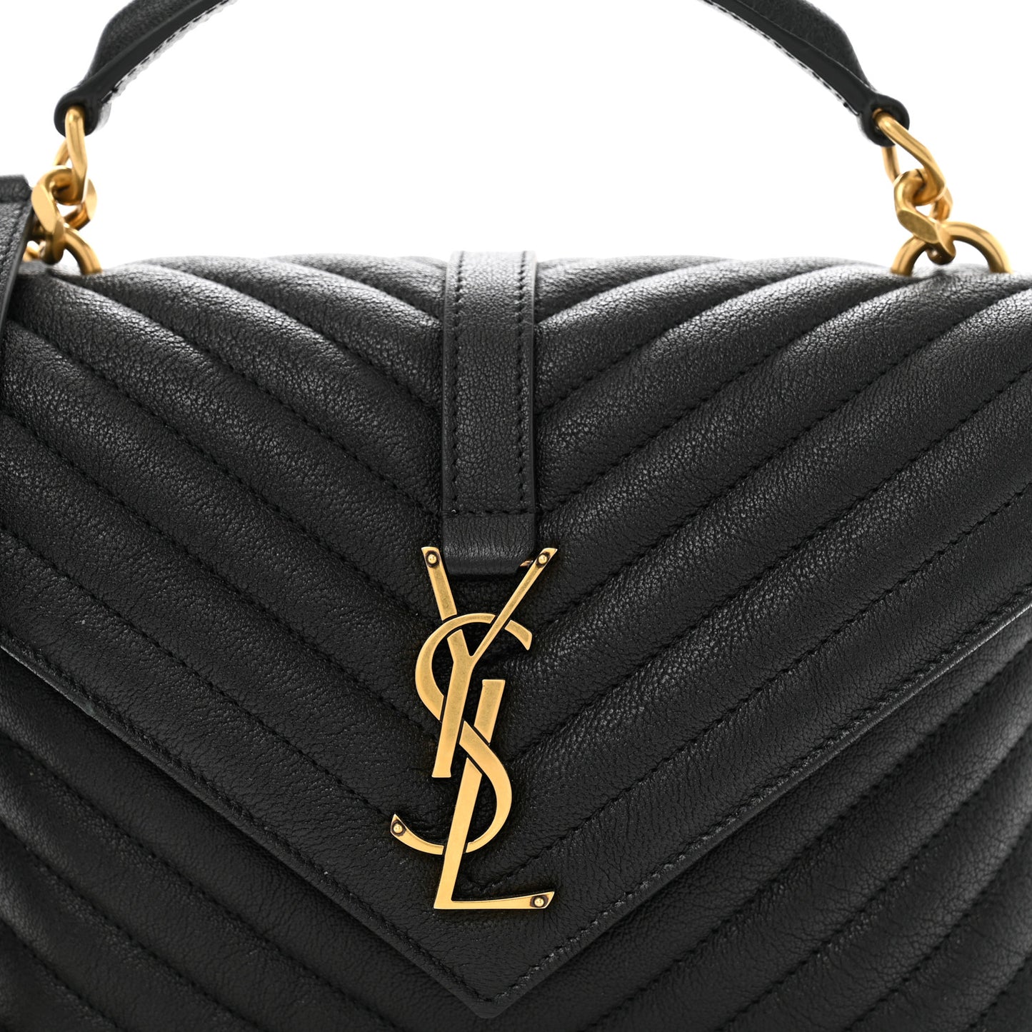 Sheepskin Matelasse Chevron Monogram Medium College Bag Black