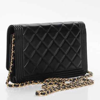 Chanel Lambskin Quilted Boy Wallet On Chain WOC Black 3 of 9