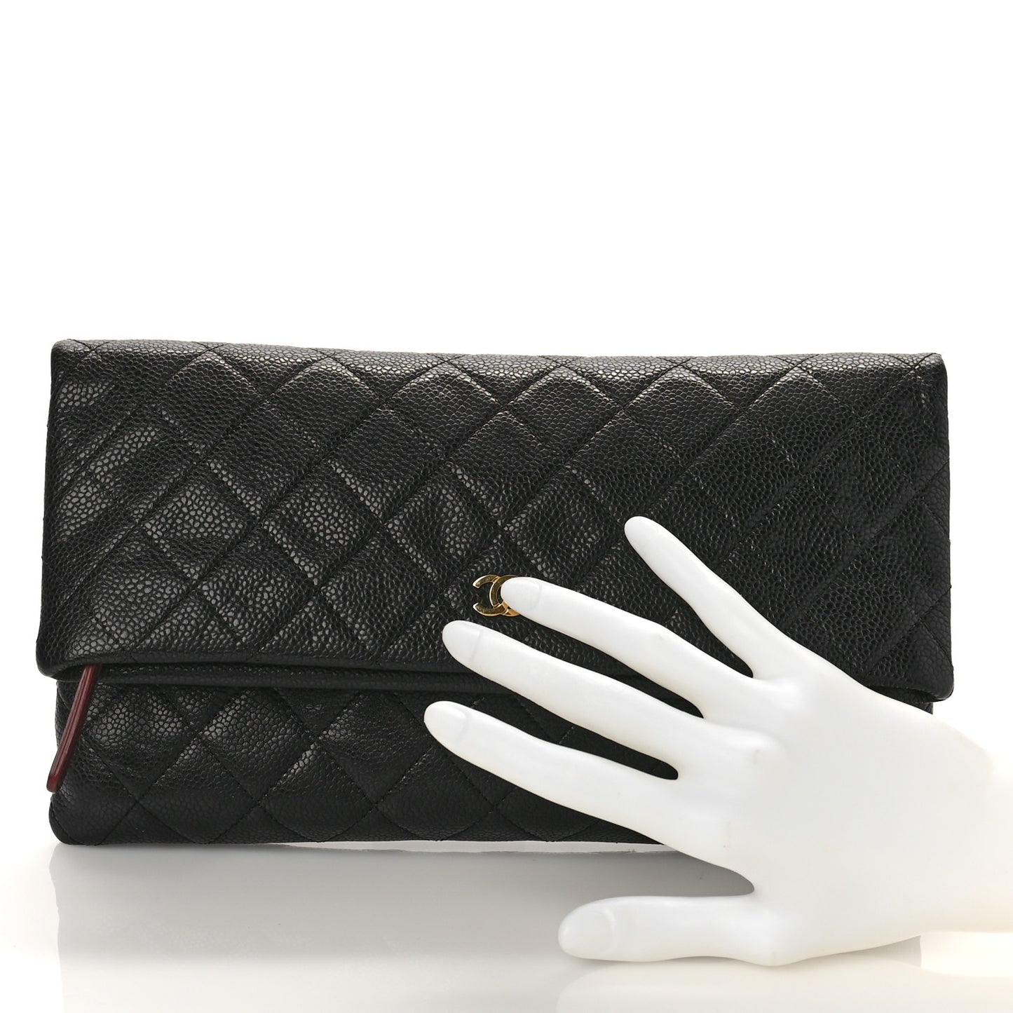 Caviar Quilted CC Beauty Clutch Black