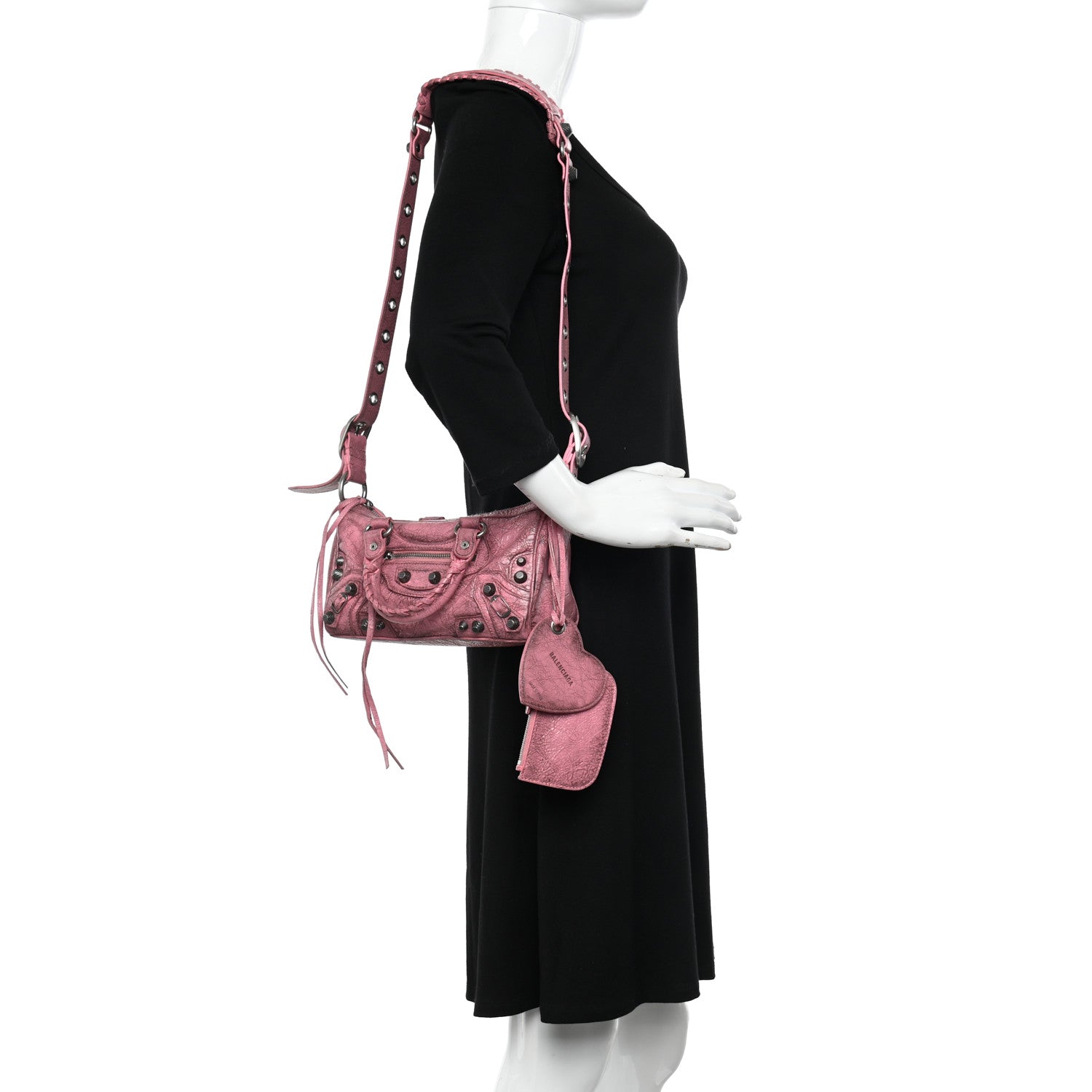 Balenciaga Agneau Arena Dirty Effect Mini Le Cagole Duffle Crossbody Bag Sweet Pink 2 of 9