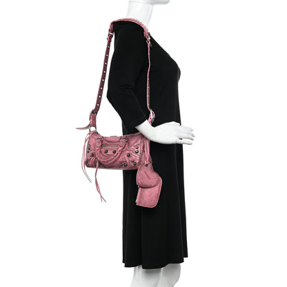 Balenciaga Agneau Arena Dirty Effect Mini Le Cagole Duffle Crossbody Bag Sweet Pink 2 of 9