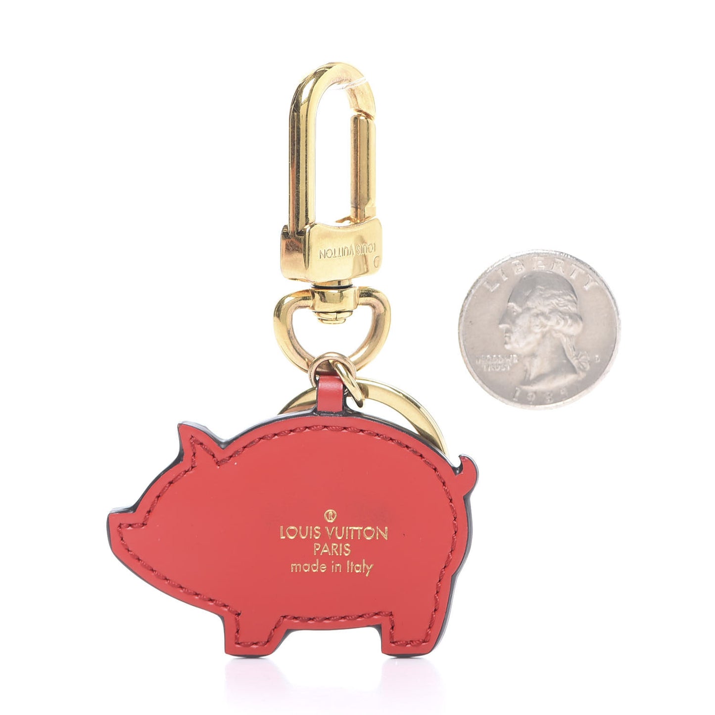 Calfskin Superstition Pig Bag Charm Key Holder Rose